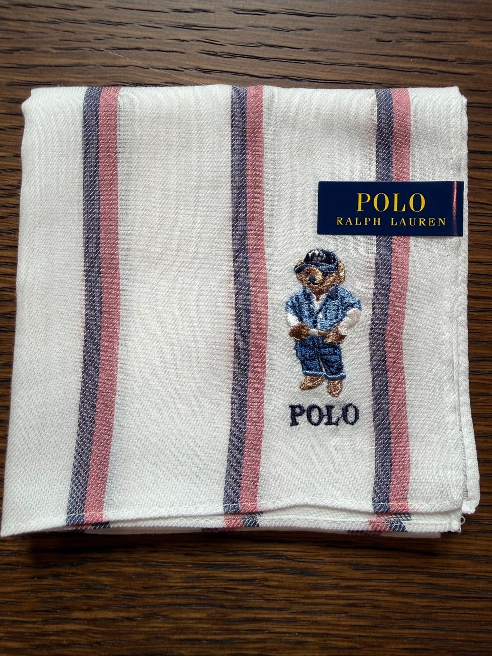 Polo Ralph Lauren Striped Embroidered Polo Bear Scarf